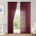 Sheer Curtains 2 Panels Set for Bedroom Living Room (Burgundy Wine / 59"W x 90"L (Pack of 2))
