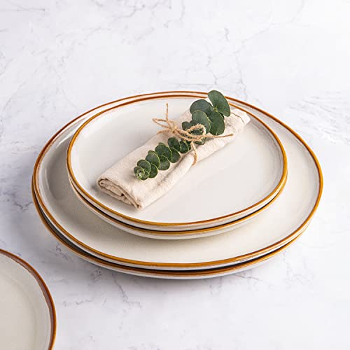 Ceramic Dinner Plates Set of 6 (Pearl White / 10.5 Inch)