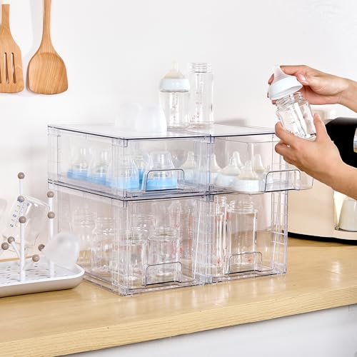 Clear Stackable Storage Drawers (3 Medium+3 Small)