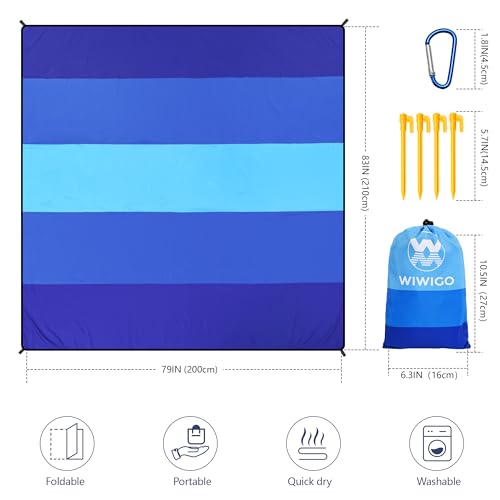 Beach Blanket Mat Waterproof Sandproof for 2 (Blue / 79" X 83"（1-4person）)
