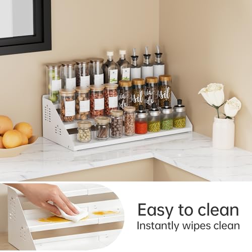 3 Tier Expandable Spice Rack Organizer (White)