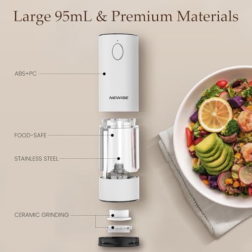 Electric Salt and Pepper Grinder Set (Black/White)