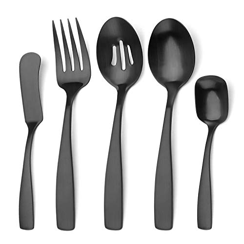 5 Piece Matte Black Serving Flatware Silverware Set (Matte Black / 5-Piece)