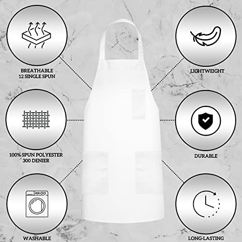 120 Pack Chef Apron with Pockets (White 3 Pocket 120 Pack)