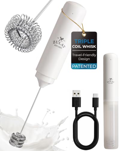 Rechargeable Milk Frother Handheld (Winter White / Rechargeable Z1 Motor Max)