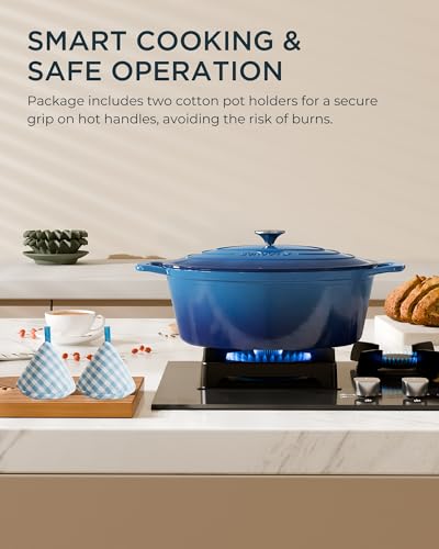 Enameled Cast Iron Dutch Oven (Cooking Pot / Navy blue / 9.3QT)