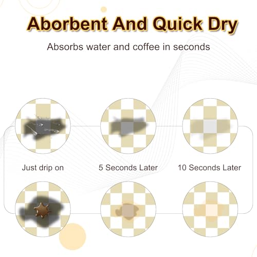 Checkered Dish Drying Mat for Kitchen (Beige & White / 16" x 24")
