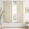 Cream White Linen Blackout Curtains 63 Inches Long 2 Panels for Small Window Natural Cream Boho Farmhouse Linen Blend Texture Insulated Hook Belt Back Tab Pocket Pleated Drapes (Cream / 52"W x 63"L (Pack of 2))