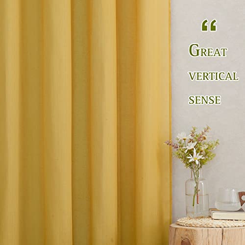 Linen Sheer Gold Curtains 63 inch Length 2 Panels (52"W x 63"L (Pack of 2) / Citrine)