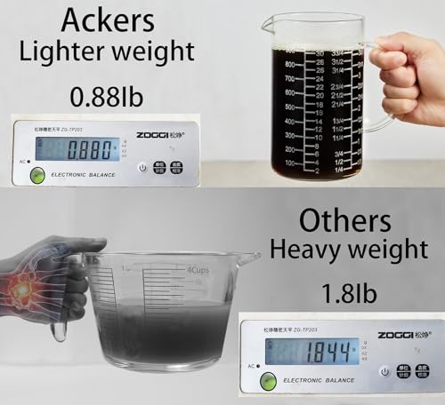 Ackers Mirror Etching Scale Glass Measuring Cup (1000 ML (32 Oz, 4 Cup) - Mirror Etching)