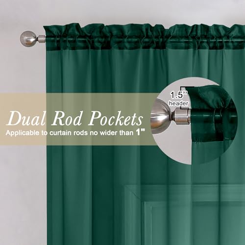 Hunter Green Sheer Curtains 72 Inches Long 2 Panels (Hunter Green / 42"W x 72"L (Pack of 2))