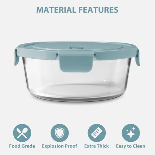 4 Cup 32oz Borosilicate Glass Meal Prep Containers with Vented Lids (Multicolor+Clear / 32oz)