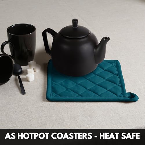 Oven Mitt & Pot Holder 100% Cotton Heat Resistant Kitchen Oven Mitt (Teal Green)