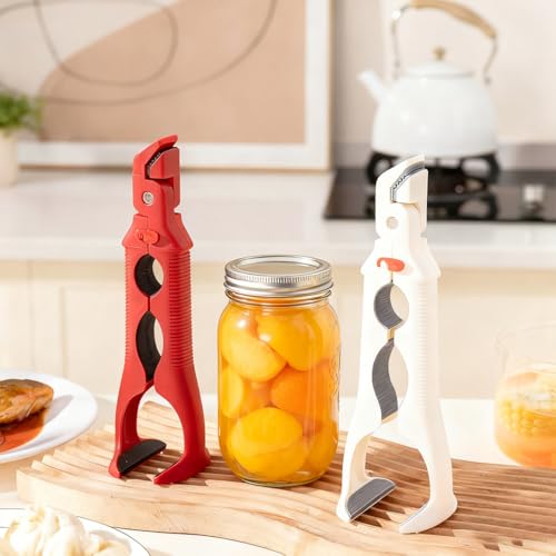 2 Pcs 2-in-1 Silicone Kitchen Clamp with Bottle Opener, Heat Resistant Silicone Tongs, Dual-Head Design for Microwave Air Fryer Steamer, Non-Slip Grip Dish Grabber, Easy Open Jar Lid, Dishwasher Safe (2PCS)