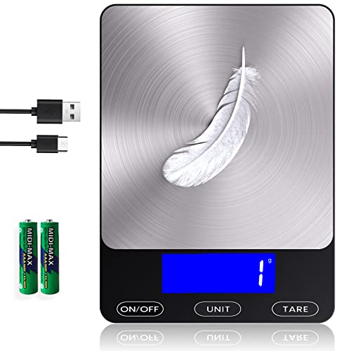 Food Scale 33lb Digital Kitchen Scale for Food Ounces Grams Rechargeable (Black / Medium)