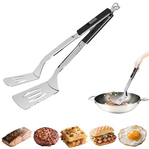 13.5 inch Stainless Steel Tongs for Cooking (13.5 Inch / Black)