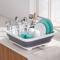 Collapsible Dish Drying Rack for RV Campers Portable Dinnerware Drainer Organizer for Kitchen Travel Trailer (Gray- Gray)