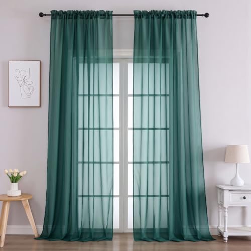 Hunter Green Bedroom Curtains 2 Panel Sets 96 Inch Length (Hunter Green / 59"W x 96"L (Pack of 2))