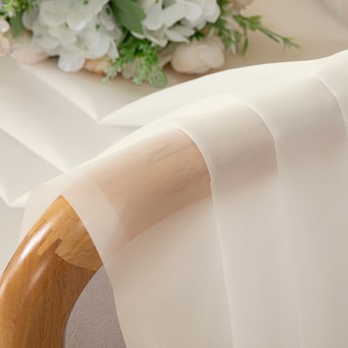 Cream Sheer Curtains 84 Inches Long 2 Panels Set for Living Room (42"W x 84"L (Pack of 2) / Cream)