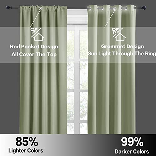 Large Blackout Curtains for Bedroom Living Room 84 inches Long (Sage Green / 70"W x 84"L (Pack of 2))