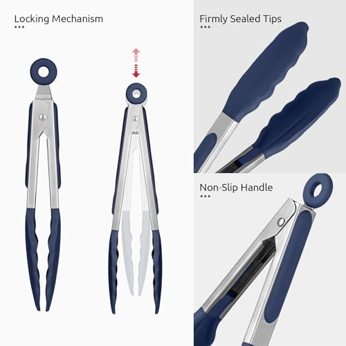Kitchen Tong for Cooking (Midnight Blue / 7 inch)