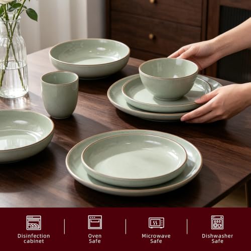 Eur Nordic Shape Raising Rim 20pc Dinnerware Set (Service for 4 - 20pc Set / Green)