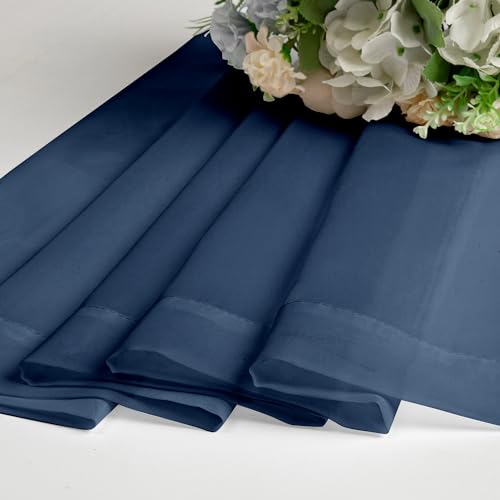 Navy Blue Sheer Curtains 45 inch Length 2 Panels Set for Farmhouse Kitchen Room (40"W x 45"L (Pack of 2) / Navy Blue)