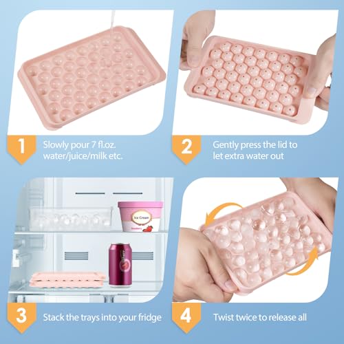 Ice Cube Tray with Lid and Bin (0.8"-2 pack / Pink)