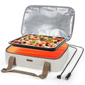 Food Warmer Heated Casserole Carrier Electirc 12V 110V Portable Food Warmer Insulated Casserole Carrier for Fits 9" x 13" Baking Dish (Beige / Standard Heater 16.93 x 11.02 x 4.72inch)