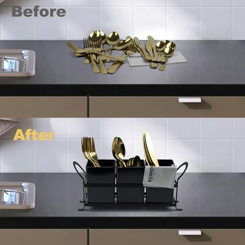 Cutlery Holder with Drain Holes (Black)