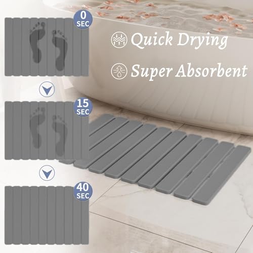 Foldable Stone Bath Mat (Dark Gray / 23.5" x 15.4" (Rectangular))
