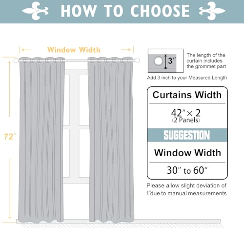 100% Blackout Curtains for Bedroom 72 Inches Long 2 Panels Set (42"W x 72"L (Pack of 2) / Brown)
