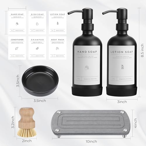 Luxury] Kitchen Soap Dispenser Set (Black Bottle + Black Pump)