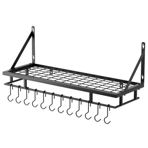 30 Inch Kitchen Pan Pot Rack Wall Mounted (Matt Black / 30 inch)