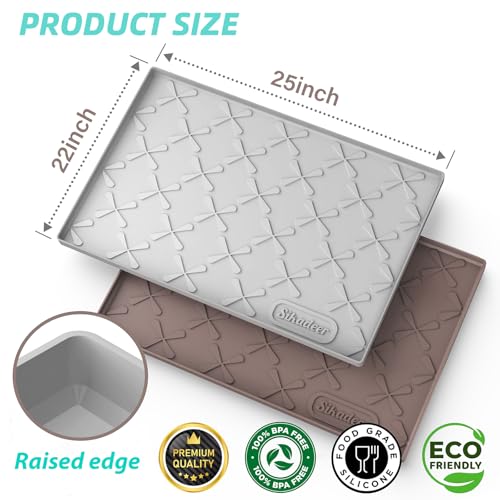 Waterproof Under Sink Mat 25" x 22" Silicone Mat Cabinet Protector (White / 25"W x 22"L)