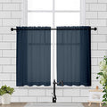Sheer Window Curtains Tier 2 Pieces Set (Navy Blue / 42"W x 36"L (Pack of 2))