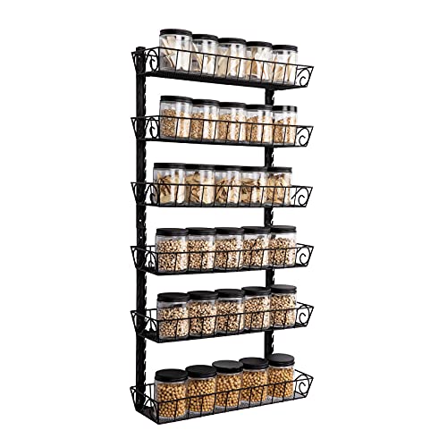 Adjustable Wall Mount Spice Rack (6-Tier / Black)