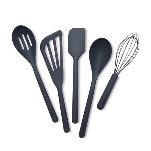 Silicone 5 Piece Cooking Utensil Set (5 Piece Utensil Set / Charcoal Gray)