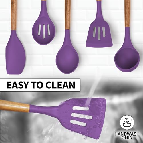 5 Piece Silicone Utensil Set (5-Piece Set / Purple)
