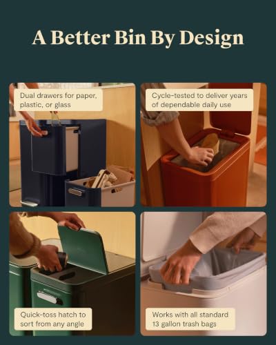 Rectangular Trash and Recycling Duo (Cream)