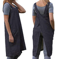 Women's Cross Back Pinafore Apron with Large Pockets Home Kitchen (Large / Dark Gray)