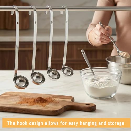 4 Pieces Stainless Steel Soup Ladle Metal Handle Ladle with Pouring Rim