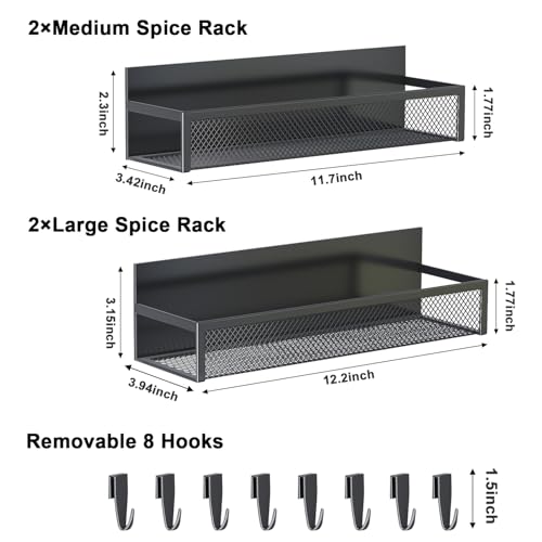 Magnetic Spice Rack for Refrigerator (4 Pack)