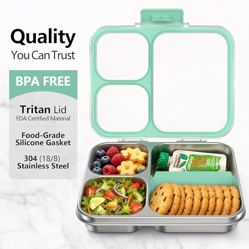 Stainless Steel Bento Lunch Box 3 (Green / 34oz (1000ml))