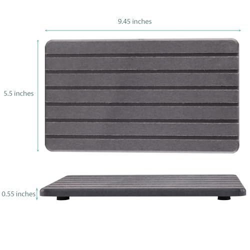 2 PCS Water Absorbent diatomite Coasters (9.5 x 5.5 inches / Dark Grey)