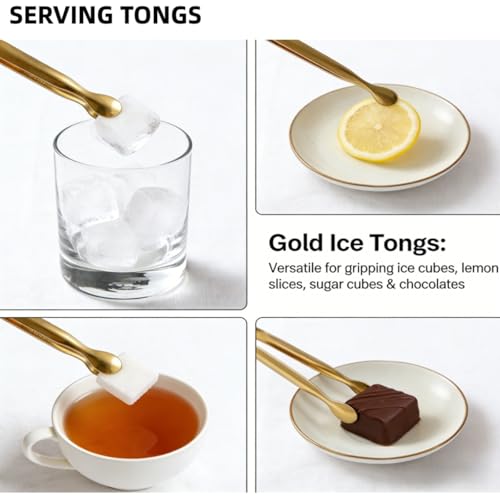 Gold Mini Serving Tongs for Party (Gold)