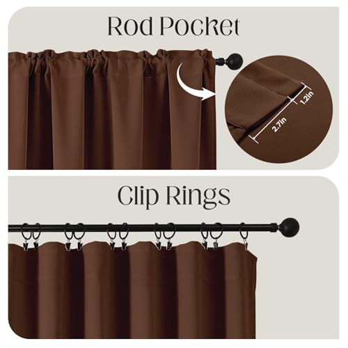 Brown Blackout Curtains 90 inch Length 2 Panels Set (Brown / 52"W x 90"L (Pack of 2))