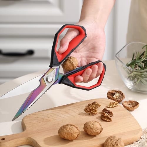 9" Sharp Kitchen Scissors for Food Titanium Coated Stainless Steel (D - Kitchen Scissors)