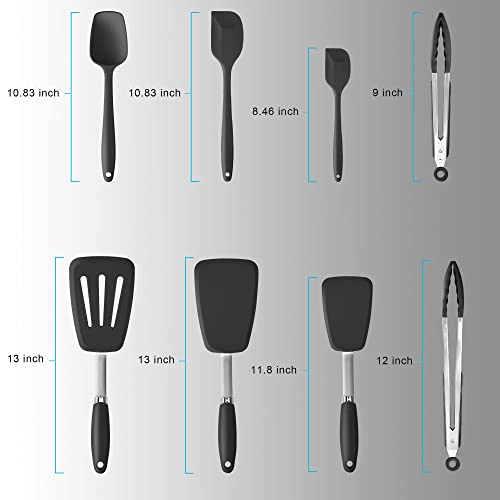 5 Piece Silicone Spatulas Set with Tongs (Z-Black)