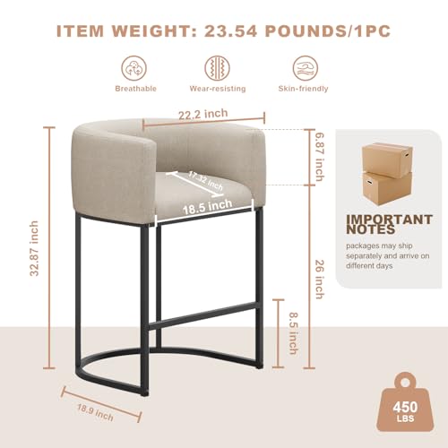 26" H Counter Height Bar Stools Set of 4 (Beige / Set of 4)
